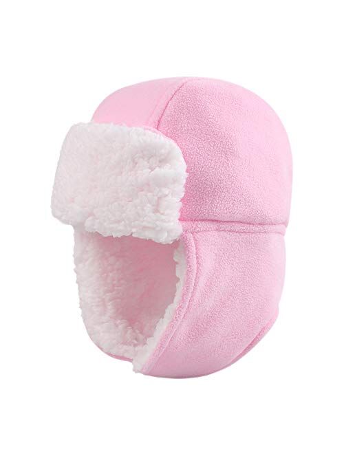 JANGANNSA Fleece Baby Boys Winter Beanie Velvet Lining Warm Kids Trapper Hat Simple Earflap Girls Hats