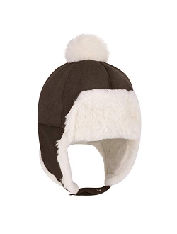 Miocloth Baby Winter Plush Faux Fur Hat Earflaps Cover Ear Pom Hat for Toddler Boy Girl