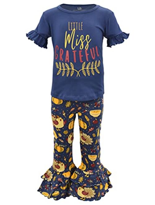 Unique Baby Girls Thanksgiving Grateful Turkey Legging Set Outfit