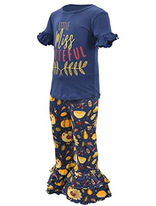 Unique Baby Girls Thanksgiving Grateful Turkey Legging Set Outfit