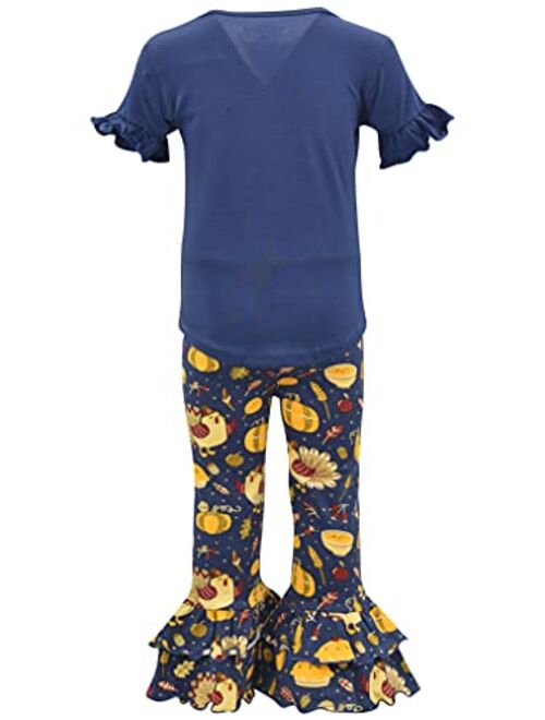 Unique Baby Girls Thanksgiving Grateful Turkey Legging Set Outfit