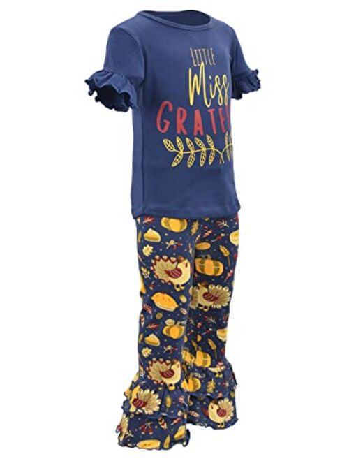 Unique Baby Girls Thanksgiving Grateful Turkey Legging Set Outfit