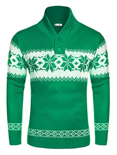 COOFANDY Men's Ugly Christmas Sweater Halloween Knitted Sweaters Casual Snowflake Pullover Knitwear