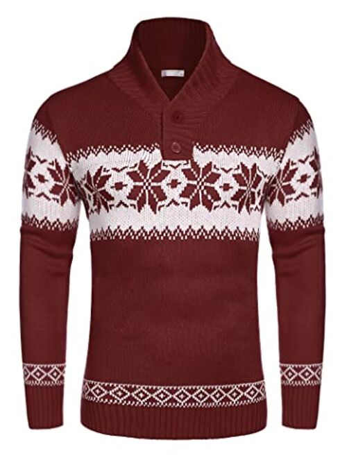 COOFANDY Men's Ugly Christmas Sweater Halloween Knitted Sweaters Casual Snowflake Pullover Knitwear