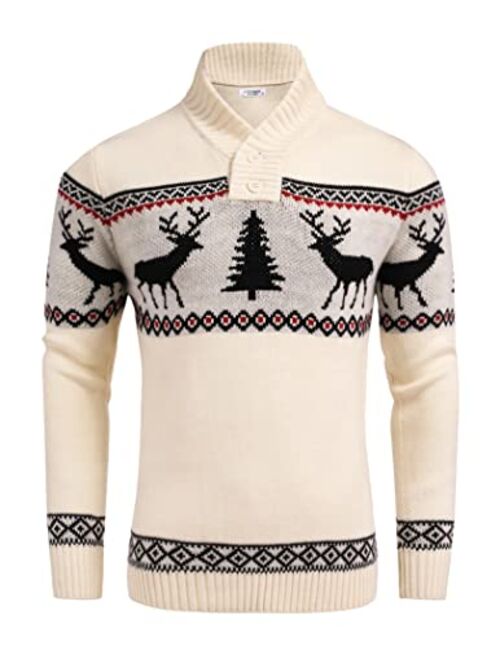 COOFANDY Men's Ugly Christmas Sweater Halloween Knitted Sweaters Casual Snowflake Pullover Knitwear