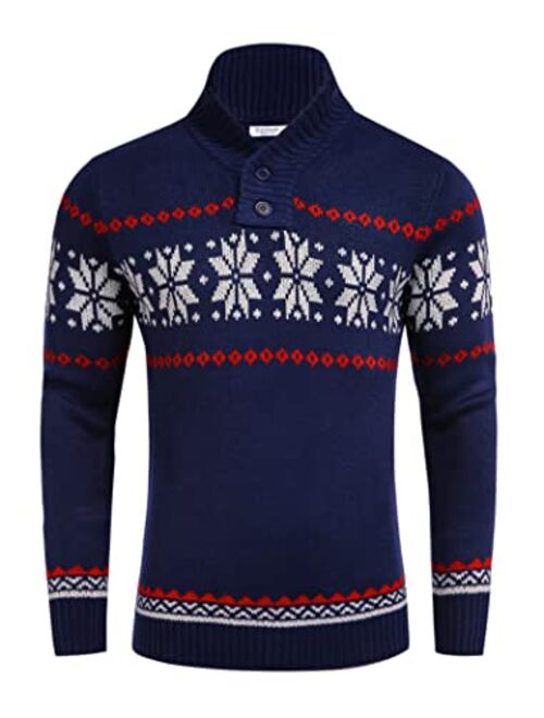 COOFANDY Men's Ugly Christmas Sweater Halloween Knitted Sweaters Casual Snowflake Pullover Knitwear