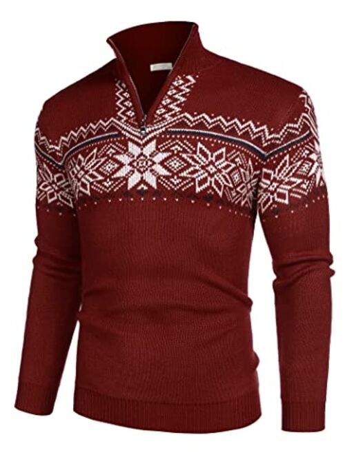 COOFANDY Men's Quarter Zip Pullover Sweater Casual Zip Up Polo Sweater Knit