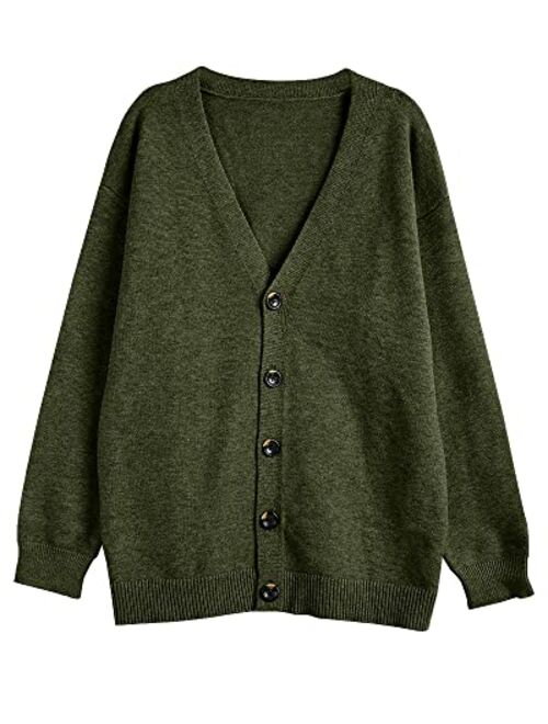 Shanfetl Men's Lightweight Cardigan Sweater Single-Breasted V-Neck Knitted Cardigans