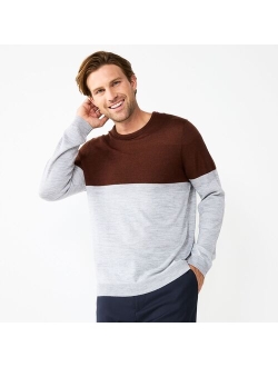 Colorblock Merino Blend 4-Tone Sweater