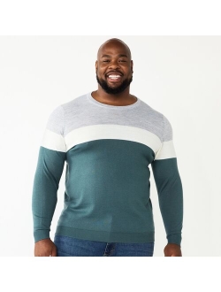 Big & Tall Apt. 9 Colorblock Crewneck Sweater