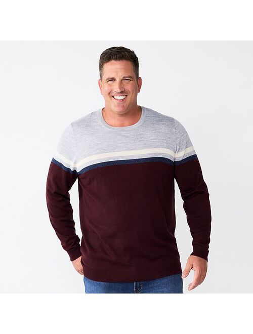 Big & Tall Apt. 9 Colorblock Crewneck Sweater