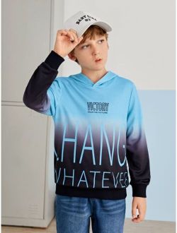 Boys Ombre Letter Graphic Hoodie Without Shirt