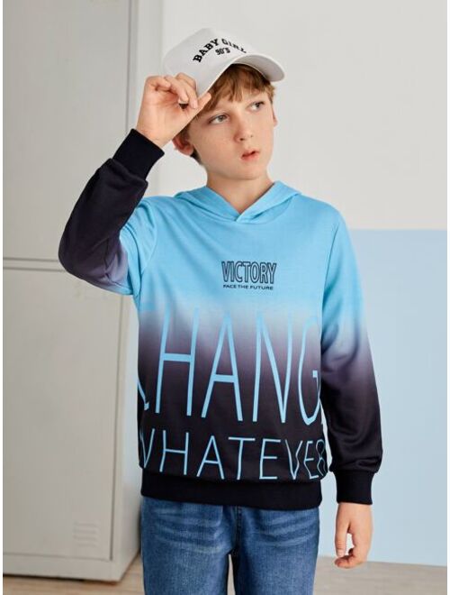 Shein Boys Ombre Letter Graphic Hoodie Without Shirt