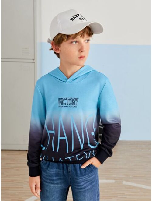 Shein Boys Ombre Letter Graphic Hoodie Without Shirt