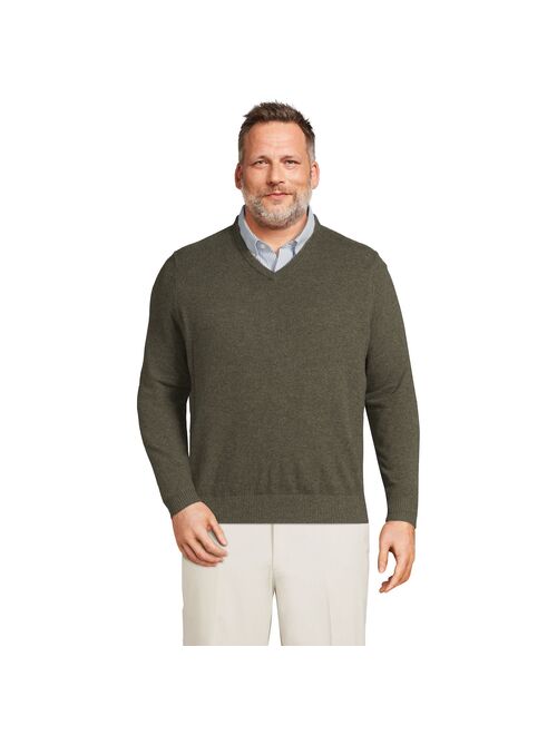 Lands' End Big & Tall Lands' Fine Gauge Cashmere V-neck Sweater