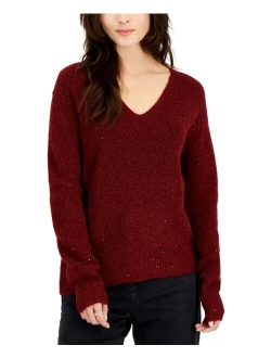 Women's Sequined V-Neck Sweater, Created for Macy's