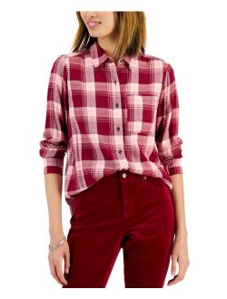 STYLE & CO Women's Plaid Shirt, Created for Macy's