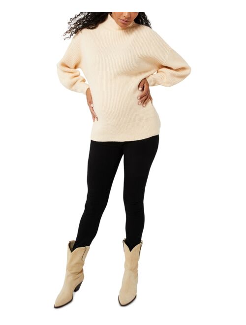 A PEA IN THE POD Shaker Stitch Mock-Turtleneck Maternity Sweater