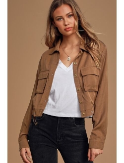 Eldora Olive Green Cropped Utility Jacket