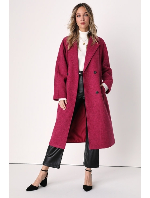 Buy Lulus Snowy Sensation Berry Pink Double Breasted Coat online ...