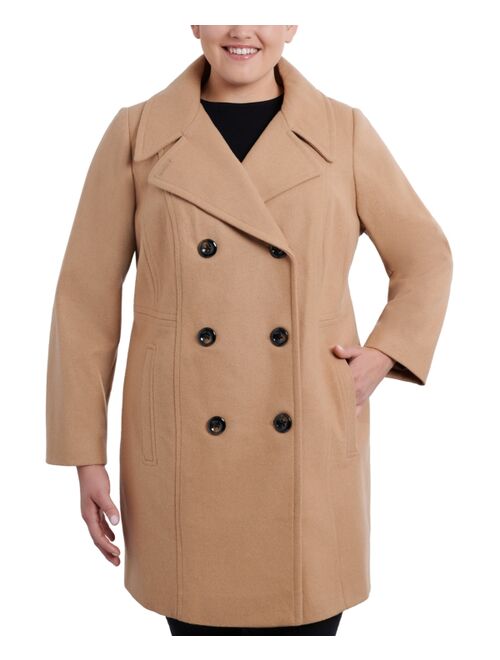 ANNE KLEIN Plus Size Double-Breasted Peacoat, Created for Macy's