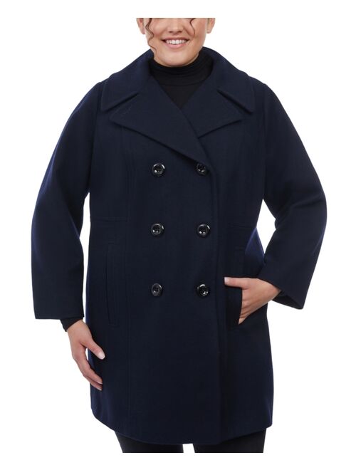 ANNE KLEIN Plus Size Double-Breasted Peacoat, Created for Macy's