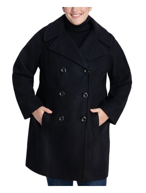 ANNE KLEIN Plus Size Double-Breasted Peacoat, Created for Macy's