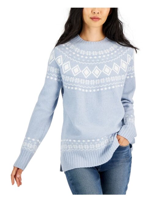 JAMIE & LAYLA Petite Fair Isle Mock Neck Sweater