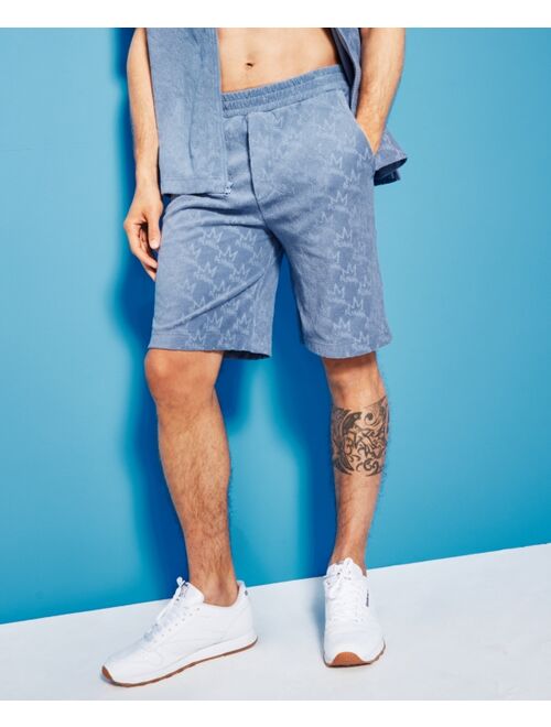 ROYALTY BY MALUMA Men's Relaxed-Fit Textured Logo 9-1/2" Terry Shorts, Created for Macy's