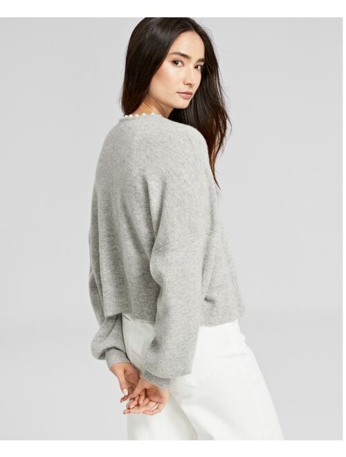 CHARTER CLUB Imitation Pearl-Trimmed Cashmere Cardigan, Created for Macy's