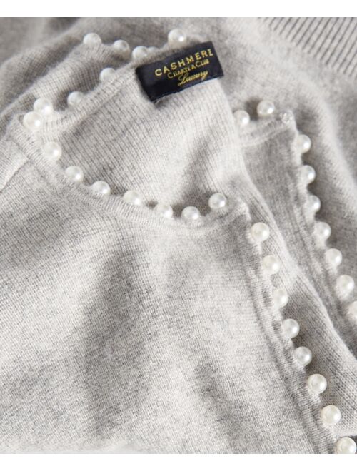 CHARTER CLUB Imitation Pearl-Trimmed Cashmere Cardigan, Created for Macy's