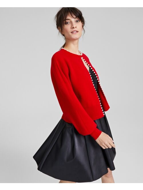 CHARTER CLUB Imitation Pearl-Trimmed Cashmere Cardigan, Created for Macy's