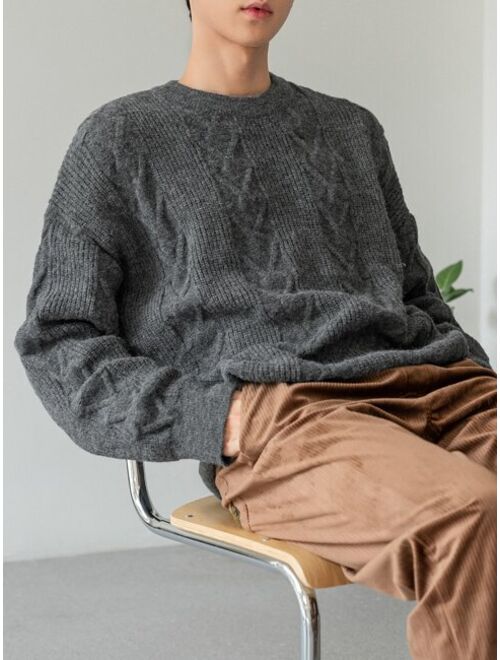 DAZY Men Cable Knit Drop Shoulder Sweater