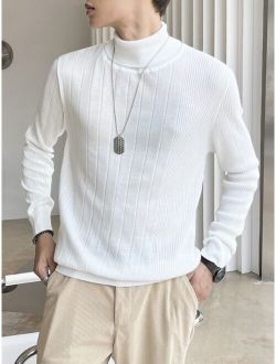 Men Turtle Neck Rib-knit Sweater