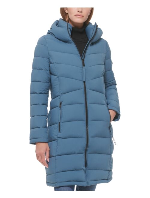 CALVIN KLEIN Women's Hooded Stretch Puffer Coat, Created for Macy's