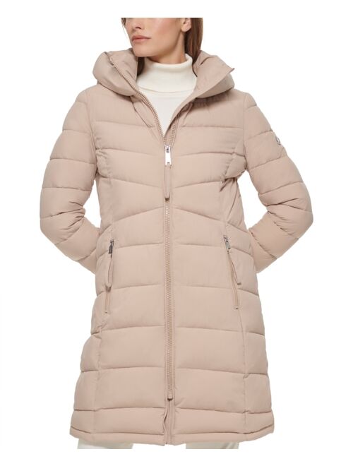 CALVIN KLEIN Women's Hooded Stretch Puffer Coat, Created for Macy's