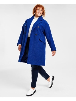 BCBGENERATION Plus Size Double-Breasted Boucle Walker Coat, Created for Macy's