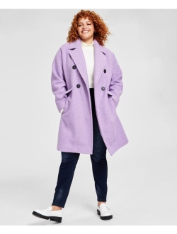 BCBGENERATION Plus Size Double-Breasted Boucle Walker Coat, Created for Macy's