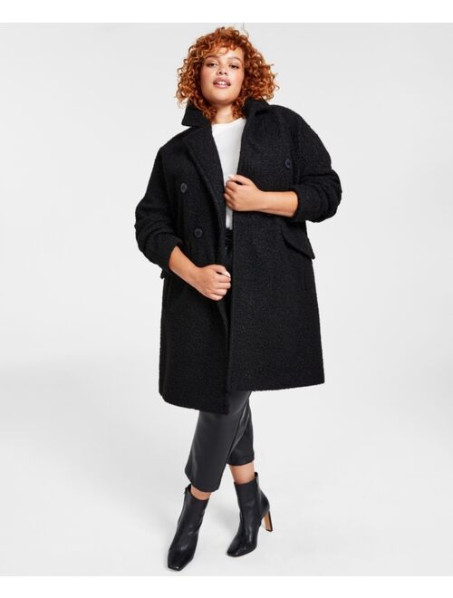 BCBGENERATION Plus Size Double-Breasted Boucle Walker Coat, Created for Macy's