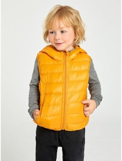 Toddler Boys Zipper Up Hooded Vest Down Coat