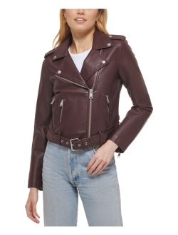 Women's Faux-Leather Moto Jacket