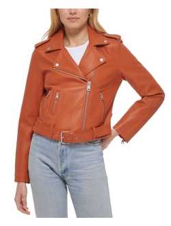 Women's Faux-Leather Moto Jacket