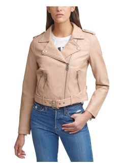 Women's Faux-Leather Moto Jacket