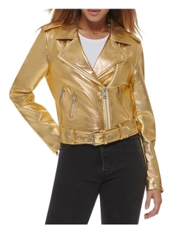 Women's Faux-Leather Moto Jacket