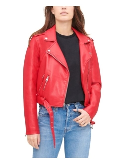 Women's Faux-Leather Moto Jacket