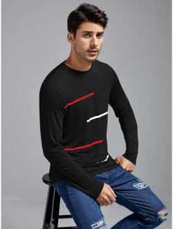 Manfinity Homme Men Striped Print Patched Detail Tee