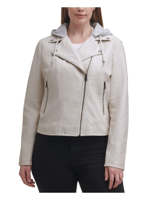 LEVI'S Plus Size Trendy Hooded Faux Leather Moto Jacket