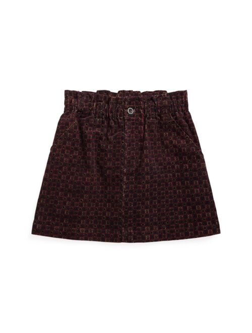 POLO RALPH LAUREN Big Girls Geometric-Print Corduroy Paperbag Skirt