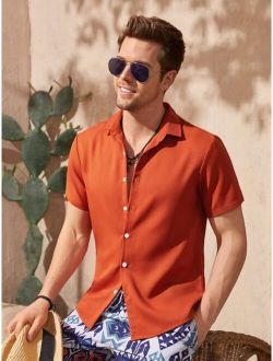 Men Solid Button Front Shirt