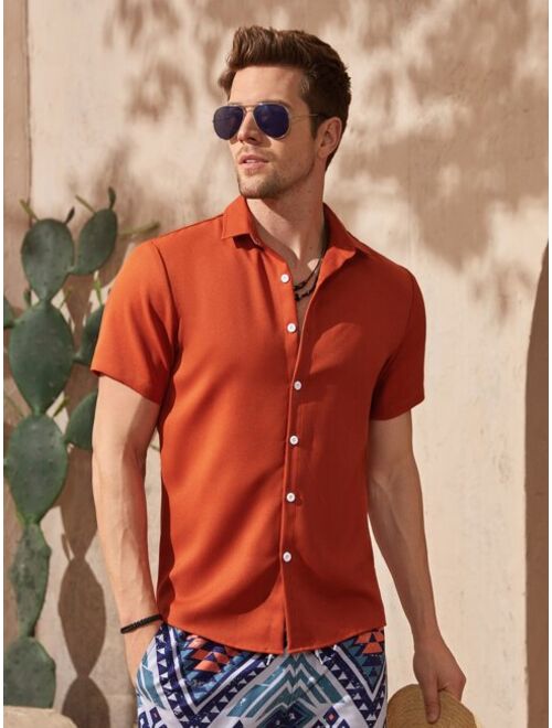 Shein Men Solid Button Front Shirt